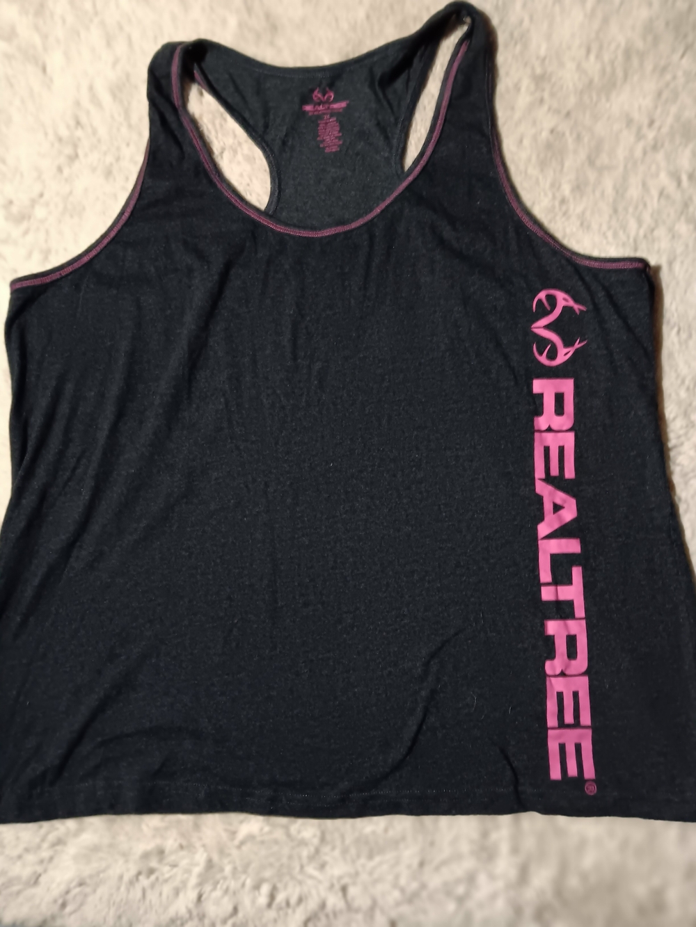 Realtree Black Racerback Tank with Pink Logo and Trim
